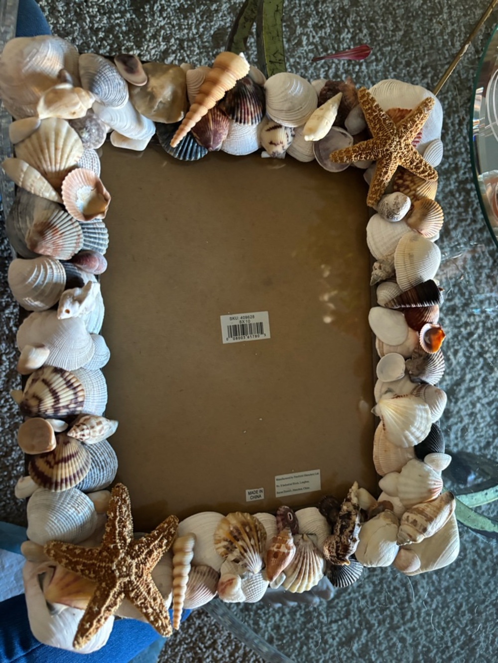 Shell-Embellished Picture Frame - Natural Beige & White